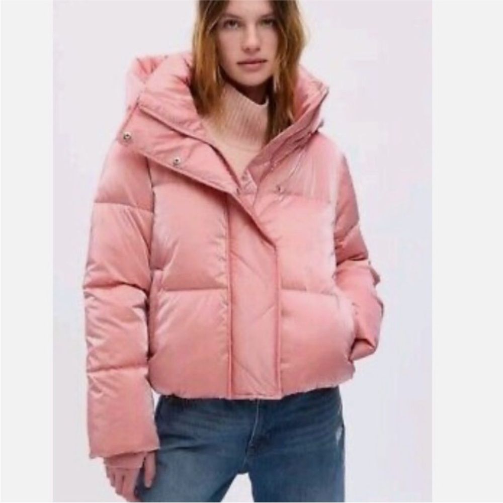 Gap Cropped Duvet Wrap Puffer Jacket Pink Womens Size Xxl